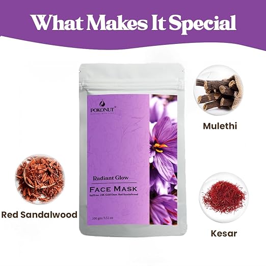 Pokonut Kumkumadi Tailam Face Pack for Glowing Skin - 100 gms