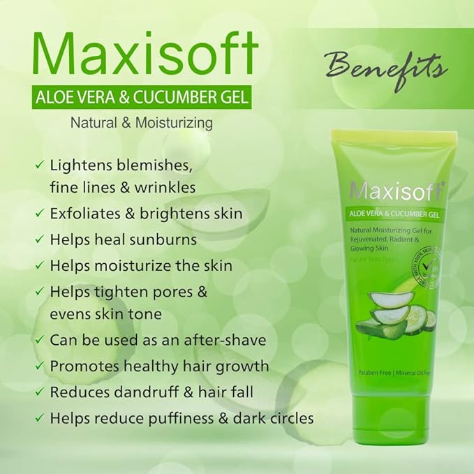 Maxisoft Aloe Vera & Cucumber Gel | Cooling & Moisturizing - 120 Gms