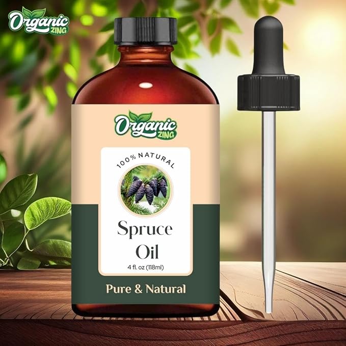 Organic Zing Spruce (Picea) Oil | Essential Oil for Aroma, Diffusers, Hair Care & Massage - 118 Ml