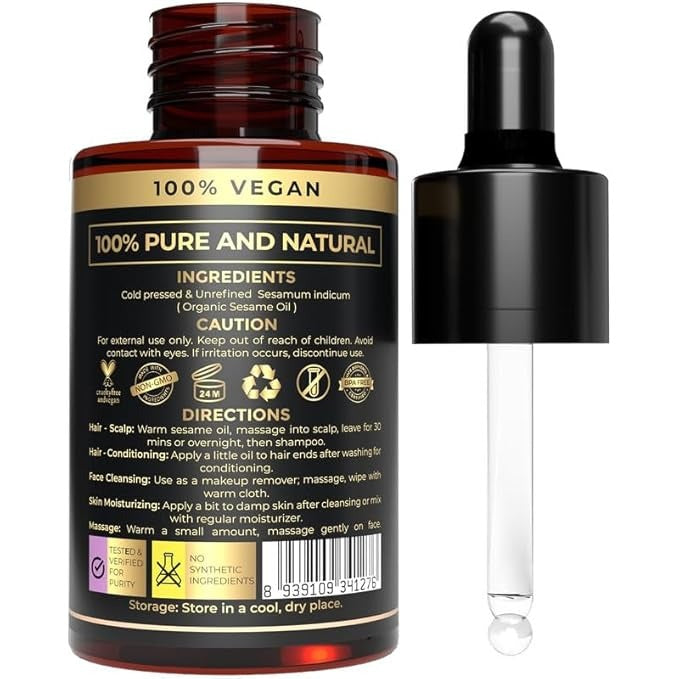 The Organic Forest Organic Sesame Oil - Cold Pressed - 30 ml