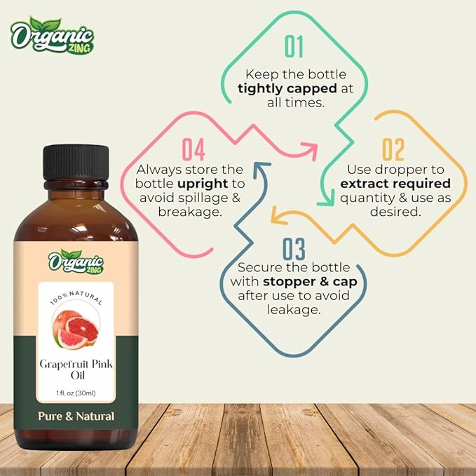 Organic Zing Grapefruit Pink (Citrus × Paradisi) Oil | Essential Oil for Skincare, Hair Care, Aroma and Diffusers - 30 Ml