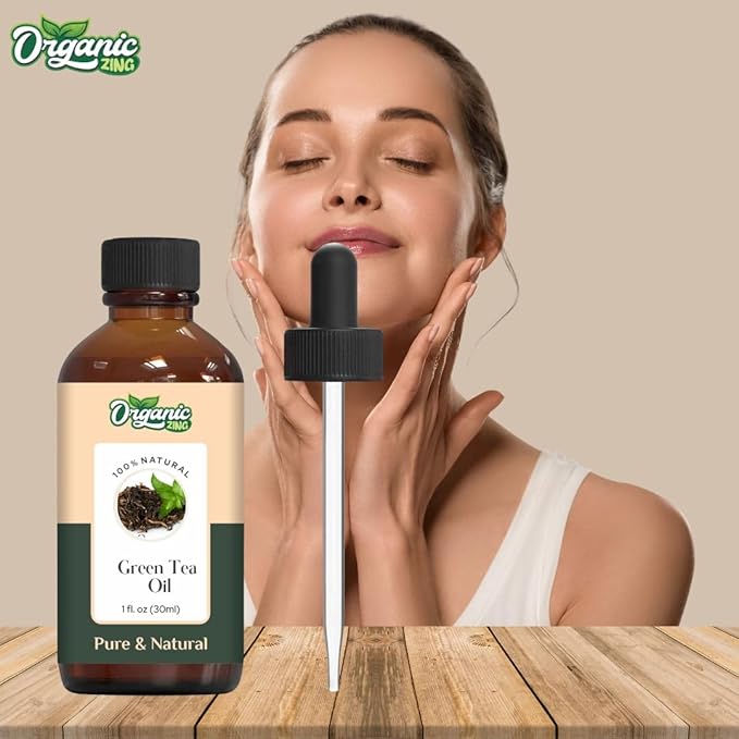 Organic Zing Green Tea (Camellia Sinensis) Oil | Carrier Oil for Skincare, Hair Care & Massage - 30 Ml