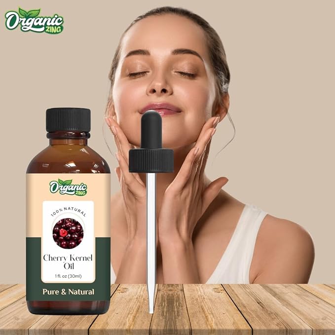 Organic Zing Cherry Kernel (Prunus Avium) Oil | Carrier Oil for Skincare, Hair Care, Aroma & Diffusers - 30 Ml