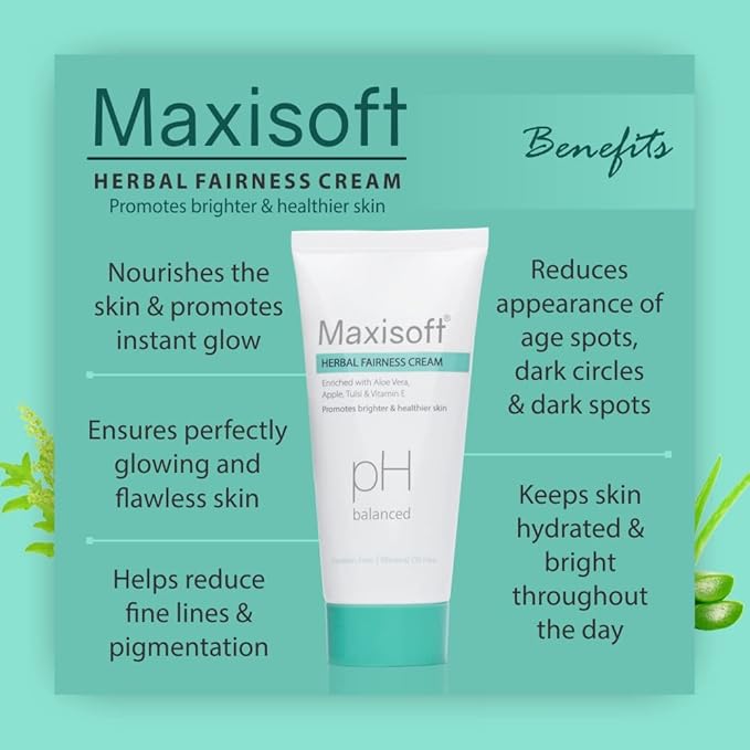Maxisoft Herbal Fairness Cream | pH Balanced | Suitable for All Skin Types - 50 Gms