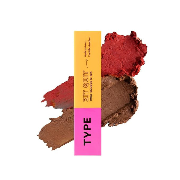 Type Beauty Zit Quit Dual Smudge Stick Blush+ Bronzer (Spiced Coral/Mousse) - 12 gms