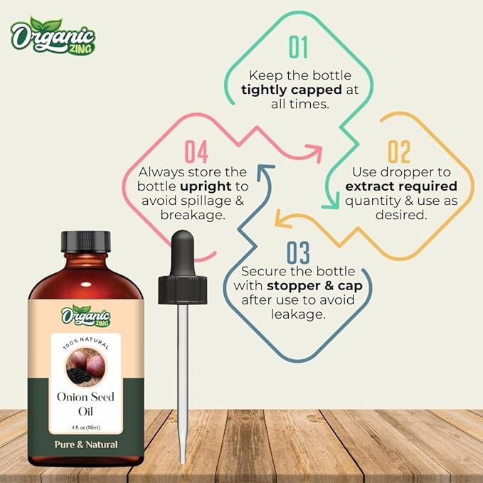 Organic Zing Onion Seed (Allium Cepa) Oil | Carrier Oil for Haircare & Skincare - 118 Ml