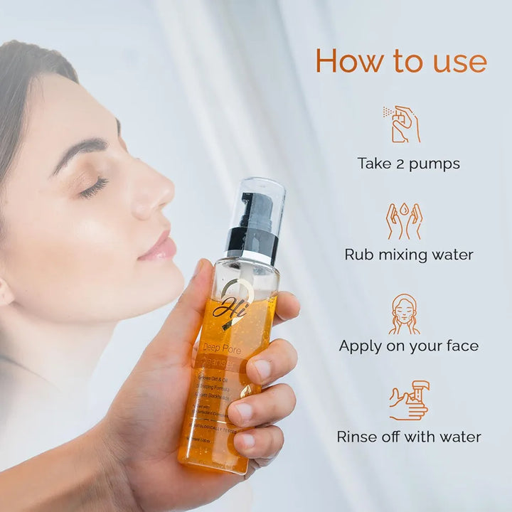 Hi9 Deep Pore Cleanser for Face - 100ml | Oil Cleanser for Oily Skin | Unclogs Pores, Removes Dirt & Oil for Clear, Hydrated Skin | Best Face Cleanser for Men and Women| Perfect for Daily Use