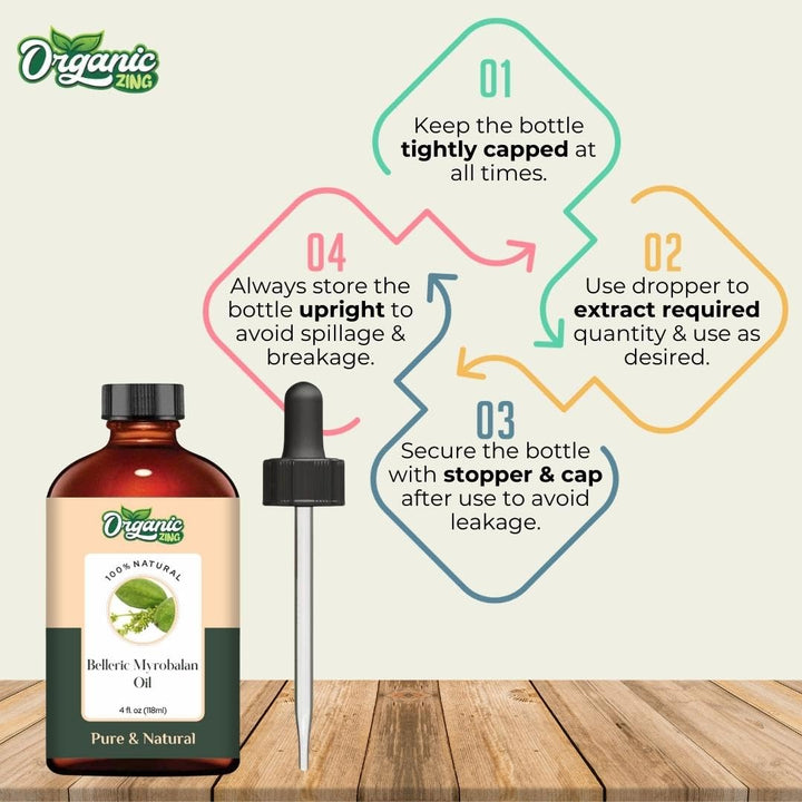 Organic Zing Belleric Myrobalan (Terminalia Bellirica) Oil | Essential Oil for Skincare & Hair Care - 118 Ml