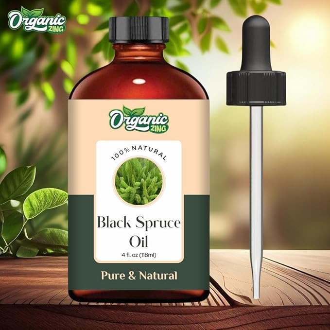 Organic Zing Black Spruce (Picea Mariana) Oil | Essential Oil for Massage, Aroma & Diffuser - 118 Ml