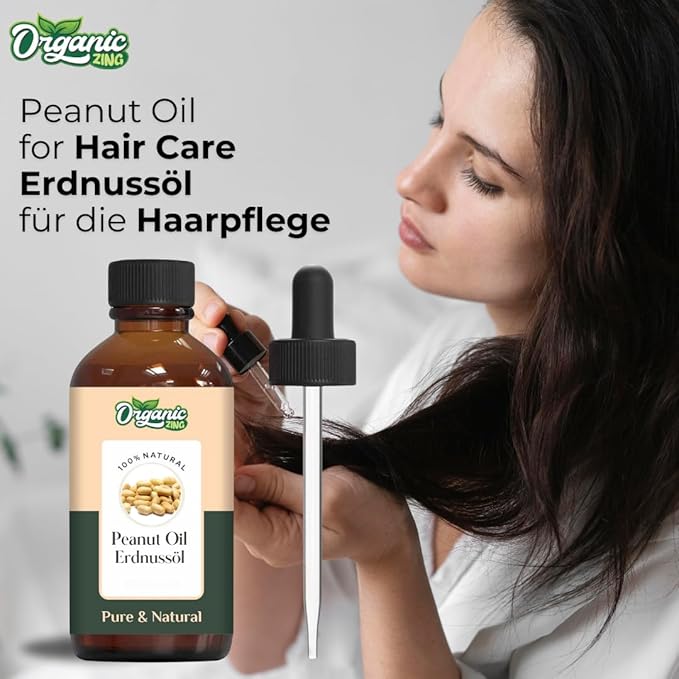 Organic Zing Peanut (Arachis Hypogaea) Oil | Carrier Oil for Massage, Skincare, Haircare - 30 Ml