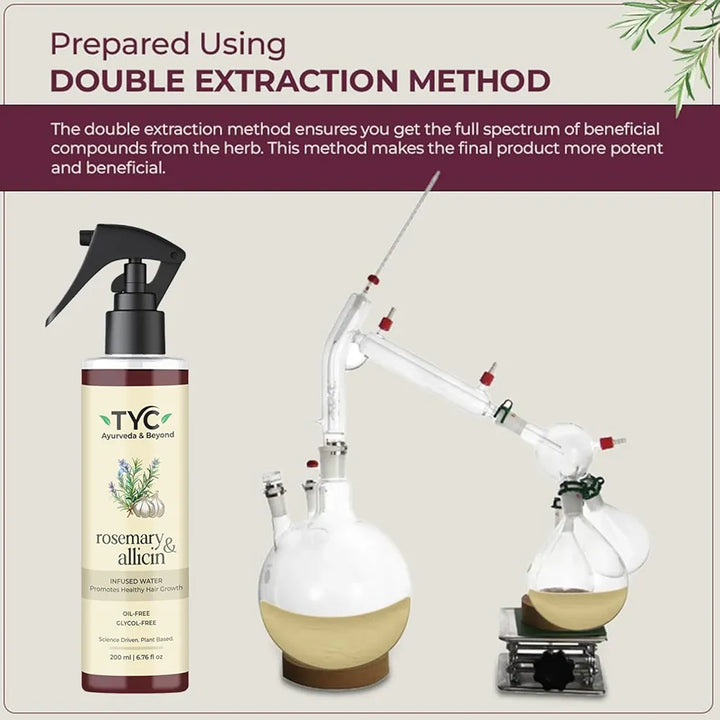 TYC Trust Your Choice Rosemary & Allicin Water Hair Spray for Hair Fall Control, Hair Growth, Scalp Health, Natural Anti-Hair Loss Treatment, 200ml