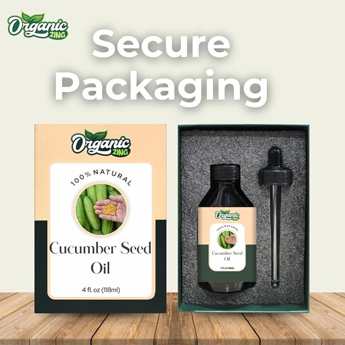 Organic Zing Cucumber Seed (Cucumis Sativus) Oil | Carrier Oil for Skincare, Hair Care & Massage - 118 Ml