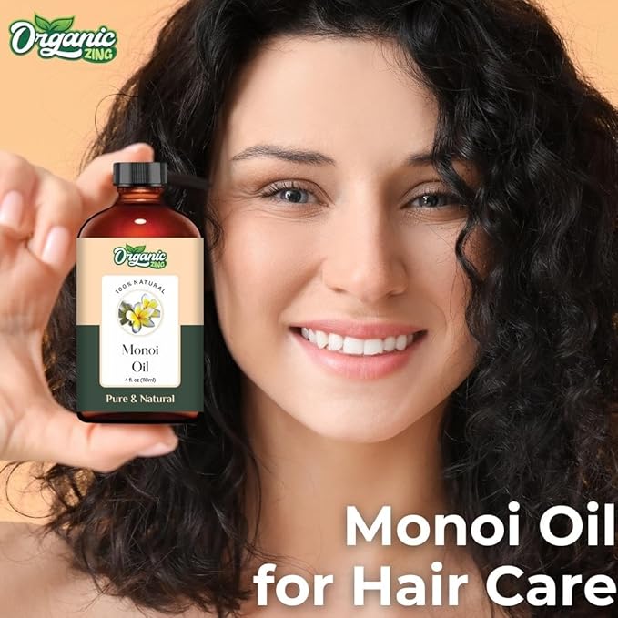 Organic Zing Monoi (Gardenia Taitensis) Oil | Essential Oil for Aroma & Diffusers, Skincare & Haircare - 118 Ml