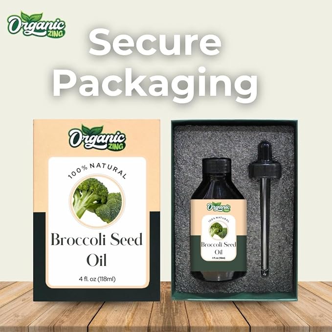 Organic Zing Broccoli Seed Carrier Oil for Skin, Face, Hair Care, Aromatherapy & Massage - 118 Ml