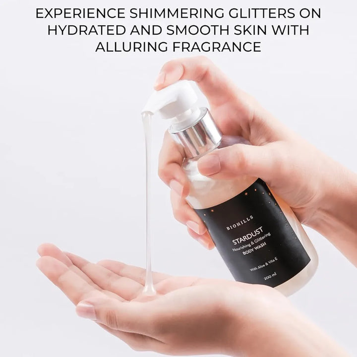 Biohills Star Dust Shower Gel | 200ml | Aloe Vera Extract For Soothing and Nourished Skin | Shimmering Finish On Skin | Enriched With Vitamin E For Radiant Glow