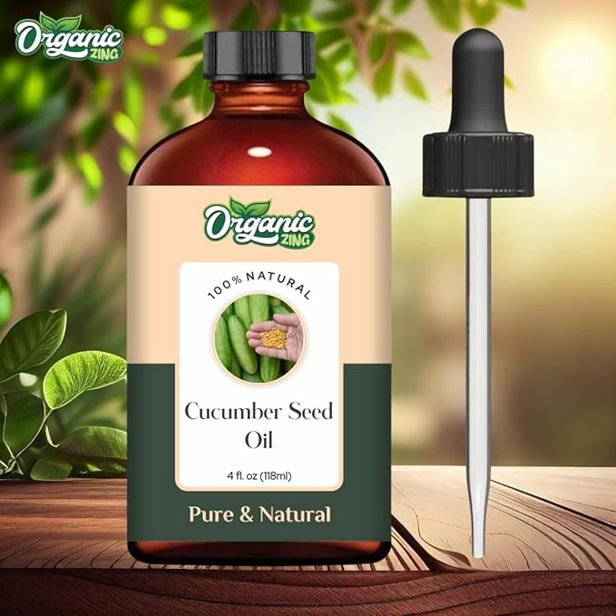 Organic Zing Cucumber Seed (Cucumis Sativus) Oil | Carrier Oil for Skincare, Hair Care & Massage - 118 Ml