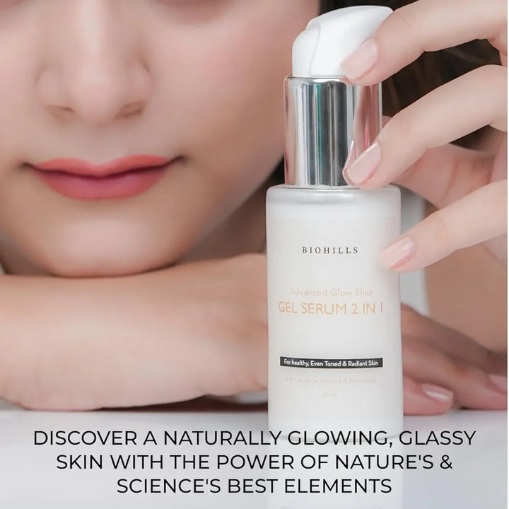 Biohills Glow & Glassy Face Gel Serum | 2-in-1 Hydrating Gel & Serum for Radiant, Smooth Skin | Daily Skincare for Men & Women 