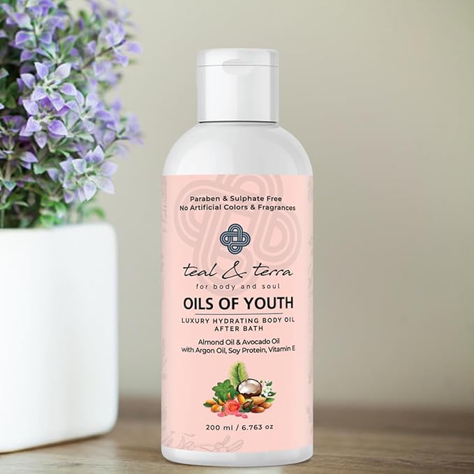 Teal & Terra Luxury Hydrating After Bath Body Oil | Deep Moisturizer for Dry Skin - 200 Ml