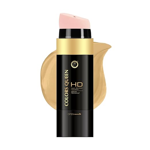 Colors Queen HD Super Blendable Foundation with Blender Natural Nude - 30 gms