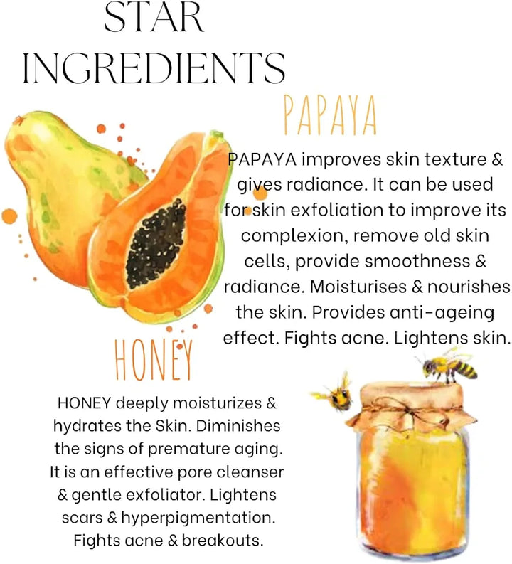 EcoBerry Papaya Honey Exfoliating Face Wash For Dull Skin, Dry Skin, Improve Complexion, Radiance, Moisturises, Exfoliation, Anti Ageing, Suits All Skin Types, Sulfate Free, Paraben Free, Veg, 150ml