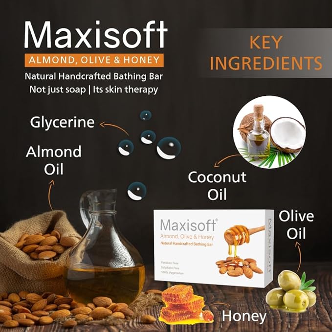 Maxisoft Almond Olive Honey Skin Nourishing Bar - 100 Gms