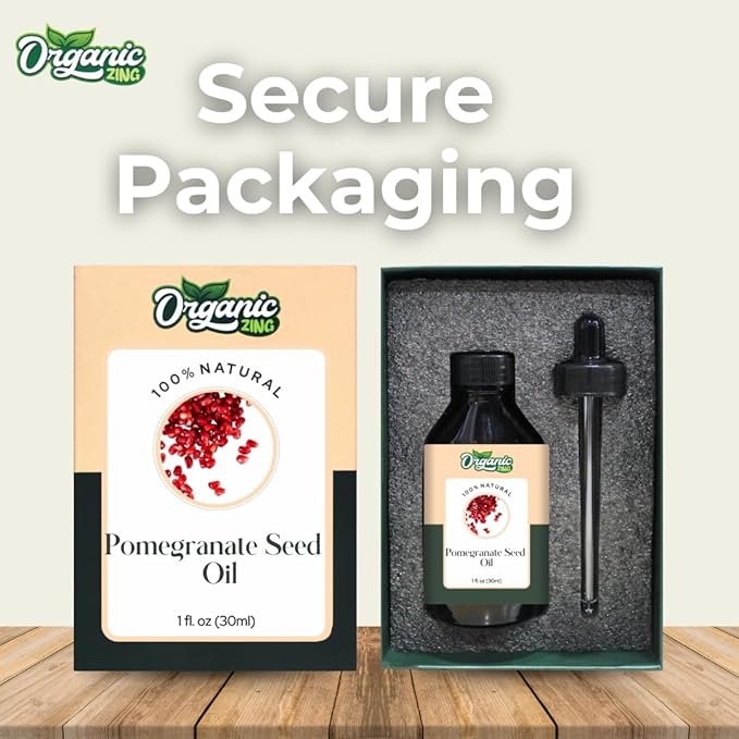 Organic Zing Pomegranate Seed Oil for Skin, Face, Hair Care, Aromatherapy, Diffuser, Conditioner - 30 Ml