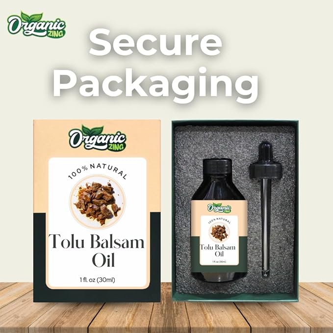 Organic Zing Tolu Balsam (Myroxylon Balsamum) Oil | Essential Oil for Aroma, Diffusers, Skincare & Haircare - 30 Ml