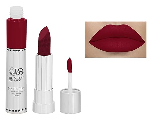 Beauty Berry Matte Lips 2 IN 1 Long Lasting Gloss Matte Lipstick Royal Maroon - 8 gms
