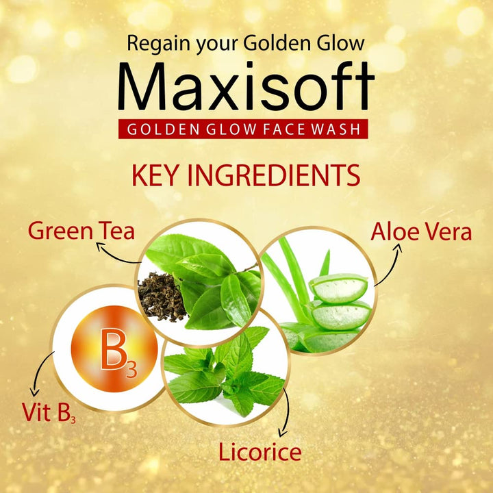 Maxisoft Golden Glow Face Wash | Nourishes & Brightens Skin - 100 Ml