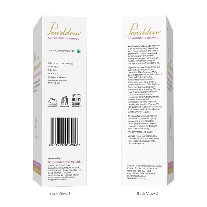 Pearldew Conditioning Shampoo, Ph Balanced, Damage Repair & Control, Paraben Free - 200 Ml