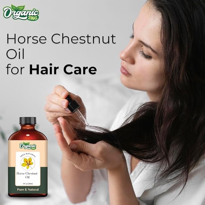 Organic Zing Horse Chestnut (Aesculus Hippocastanum) Oil | Essential Oil for Skincare, Hair Care & Massage - 118 Ml
