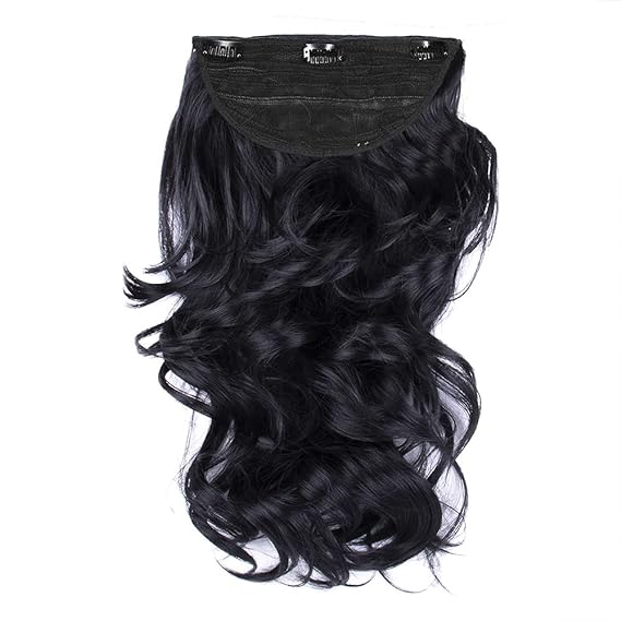 Streak Street Clip in 18 Out Curl Jet Black Hair Extensions