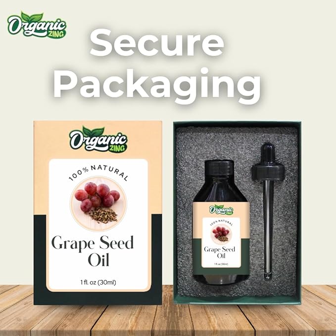 Organic Zing Grape Seed (Vitis Vinifera) Oil | Carrier Oil for Skincare, Hair Care & Massage- 30 Ml