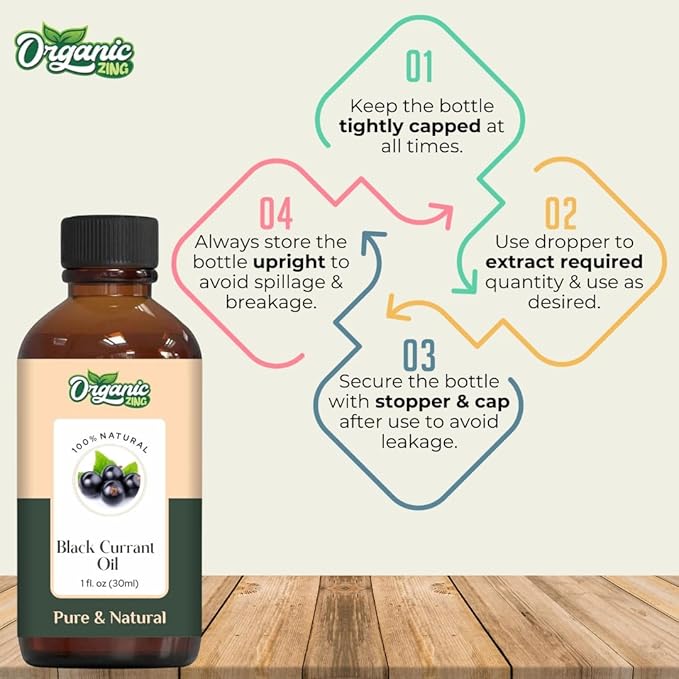 Organic Zing Black Currant (Ribes Nigrum) Oil | Essential Oil for Skincare, Hair Care & Massage - 30 Ml