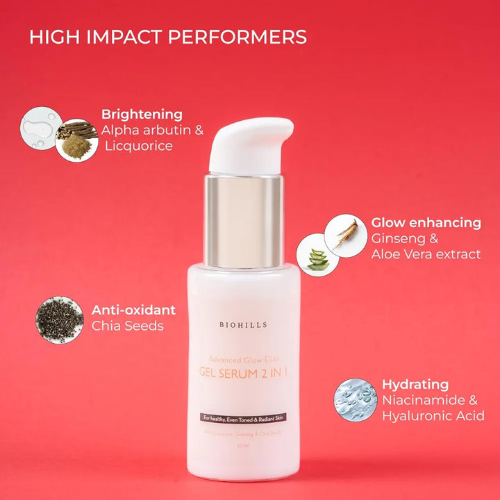Biohills Glow & Glassy Face Gel Serum | 2-in-1 Hydrating Gel & Serum for Radiant, Smooth Skin | Daily Skincare for Men & Women 