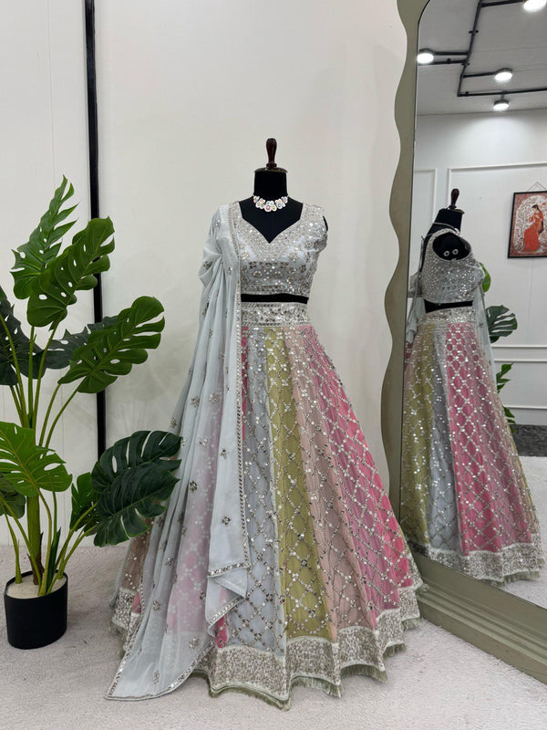Pastel Prism Mirror Embellished Lehenga Set