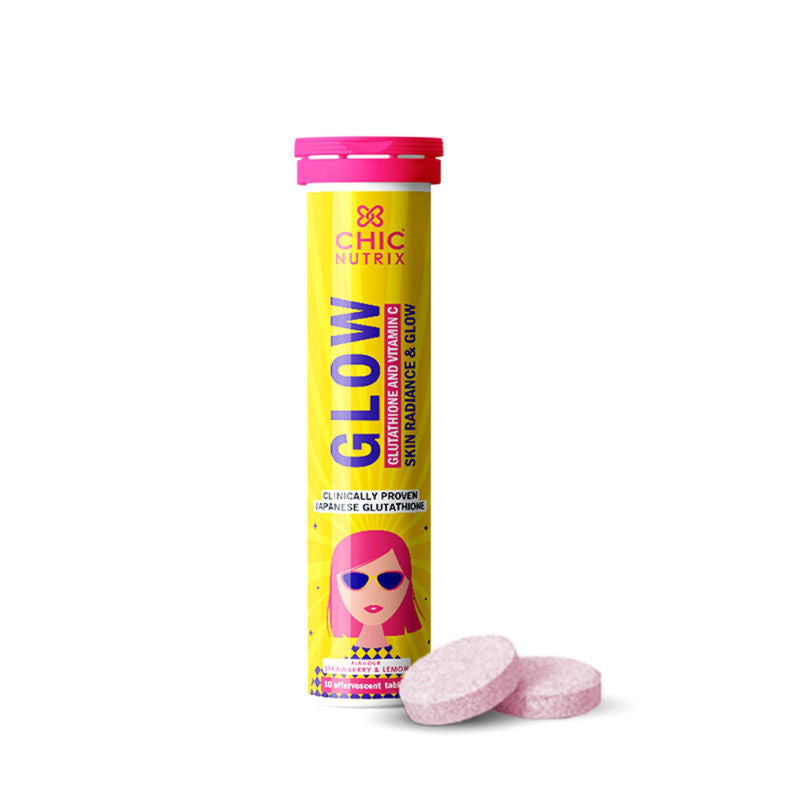Chicnutrix Glow Glutathione & Vitamin C Tablets Strawberry Lemon Flvao – Veeha Beauty