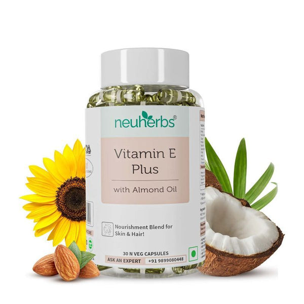 Neuherbs Plant Based Natural Vitamin E Plus From Sunflower & Almond Oil - 30 Caps