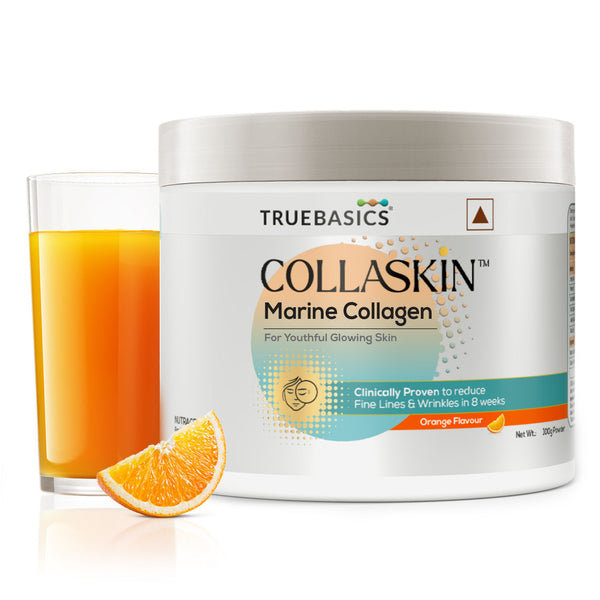 TrueBasics CollaSkin Marine Collagen Peptides for Glowing Skin - Orange - 100 gms