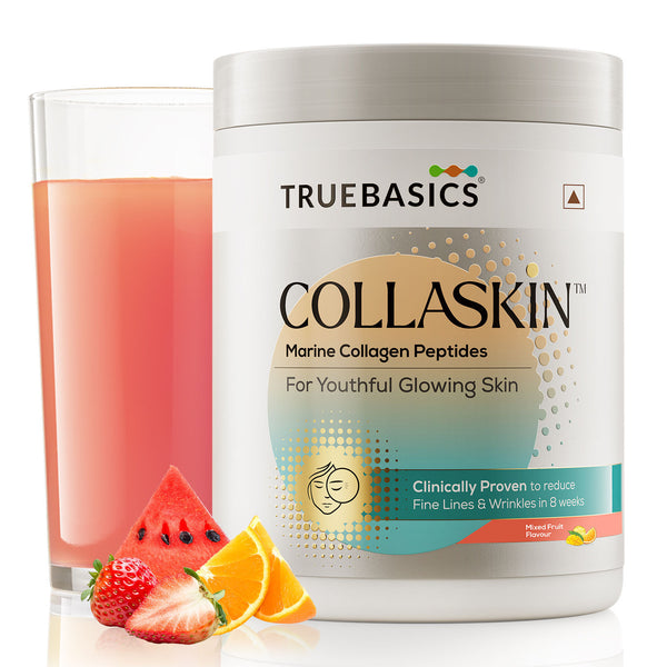 TrueBasics Collaskin Mixed Fruit Flavour Marine Collagen Peptides - 200 gms