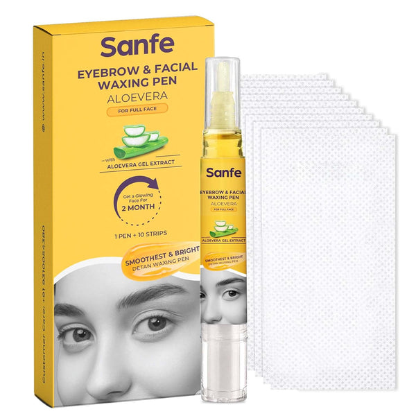 Sanfe Eyebrow & Facial Waxing Pen For Women - 1 pen + 10 strips