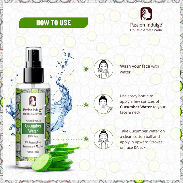 Passion Indulge Cucumber Water Skin Toner | Makeup Remover 100ml | Acne Removal & Reduce Skin Inflammation | Suitable For All Skin Type | BUY 1 GET 1 FREE