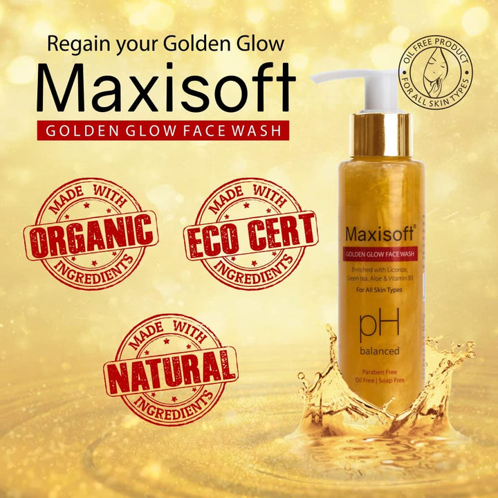 Maxisoft Golden Glow Face Wash | Nourishes & Brightens Skin - 100 Ml