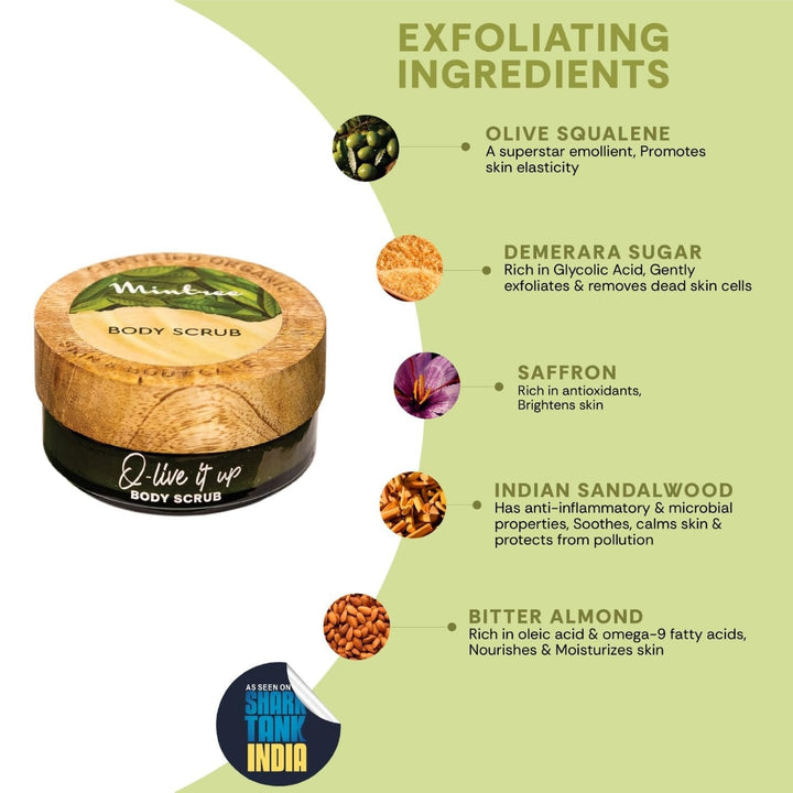 Mintree Organic Olive Sugar Body Scrub with Ceramides & Collagen - 150 ml