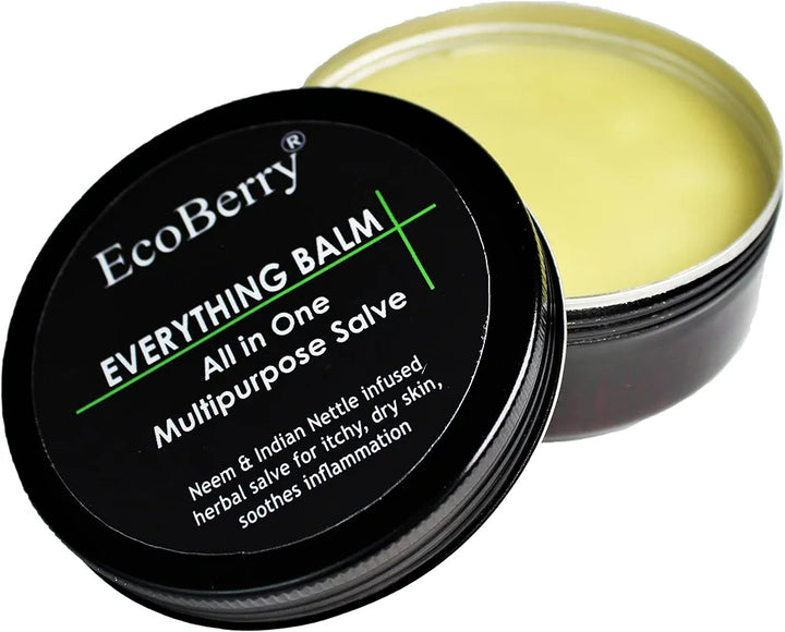 EcoBerry Everything Balm, All In One Multipurpose Balm, Moisturizing, Hair Conditioning, Anti-dandruff, Makeup Remover, Effective on Skin Rashes Insect Bites, Natural, Chemical Free, Paraben Free, Veg