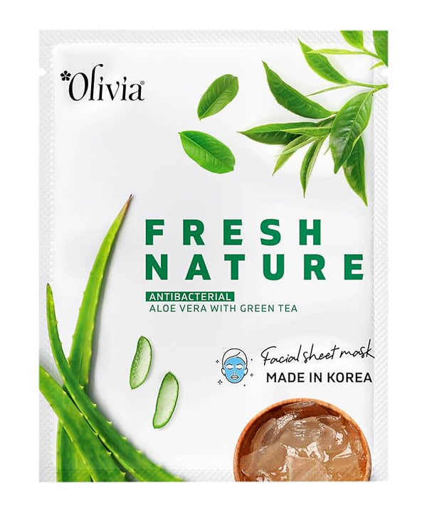 Olivia Antibacterial Sheet Mask Green Tea - 25 gms