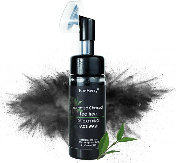 EcoBerry Activated Charcoal Teatree Face Wash | For Acne Prone, Oily Skin, Detoxifies Skin, Organic, Non Comedogenic, Paraben Free, Chemical Free, Cruelty Free, Mineral Oil Free, Preservative Free, Vegan