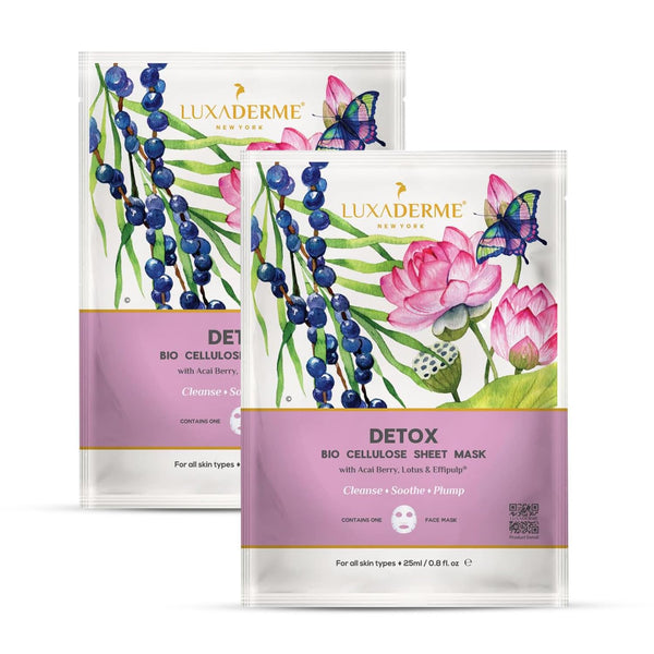 LuxaDerme Detox Bio Cellulose Sheet Mask - 25 ml Each (Pack of 2)