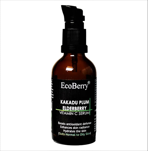 EcoBerry Kakadu Plum Elderberry Vitamin C Serum For Brightening & Glowing Skin, Natural Plant Based Vitamin C Formulation For Men & Women, Chemical Free, Preservative Free, Paraben Free, Vegan