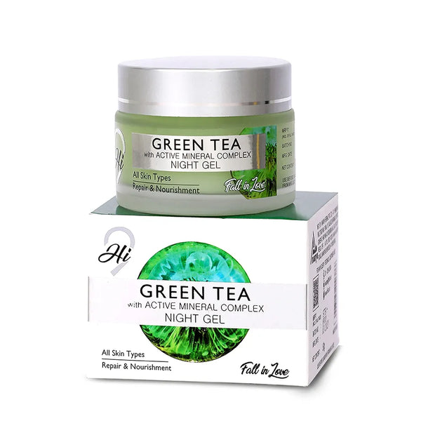 Hi9 Green Tea Night Gel Cream - 50g | Infused with Active Mineral Complex for Glowing & Hydrated Skin | Overnight Repair with Green Tea | Cucumber & Aloe Extracts - Perfect for Men & Women